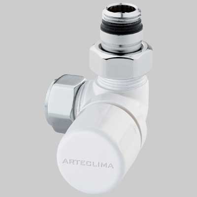 VALVOLA D'ARREDO AD ANGOLO TERMOSTATICA DX BIANCA  1/2 x 2419     ARTECLIMA