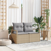 Divano da giardino 2 posti  con cuscini Beige in polirattan