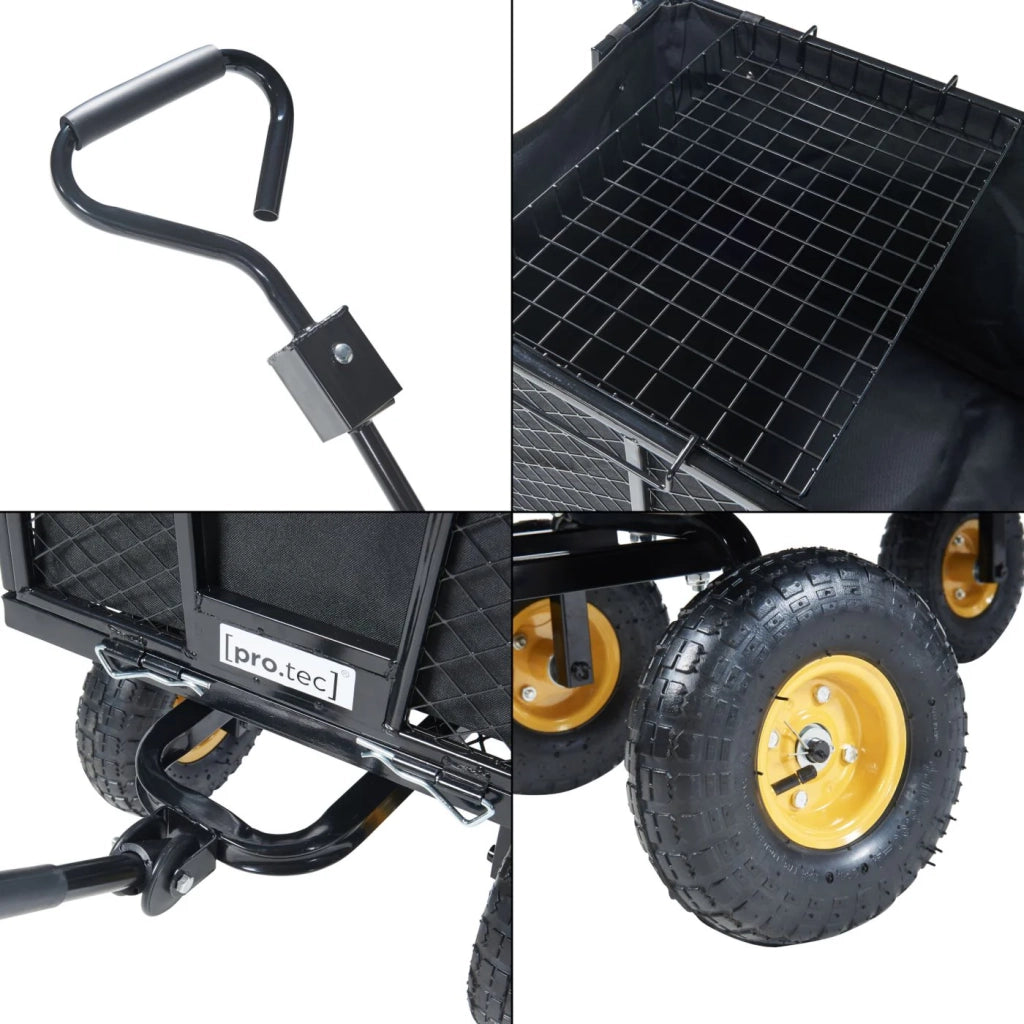Carrello da giardino con sponde laterali pieghevoli portata 550 kg nero e giallo 03_0009217