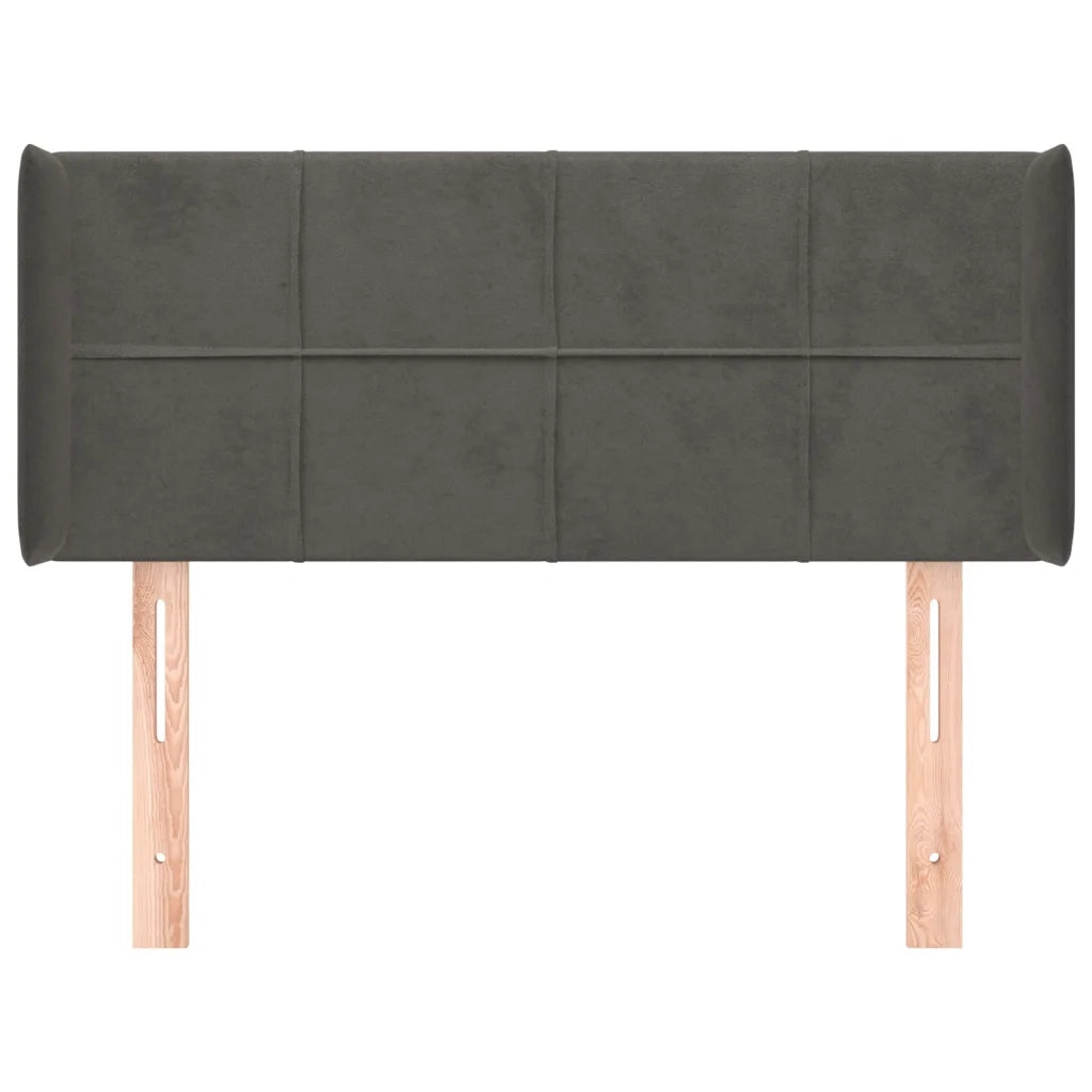 Testiera | Testata ad Orecchio Grigio Scuro 103x16x78/88 cm in Velluto