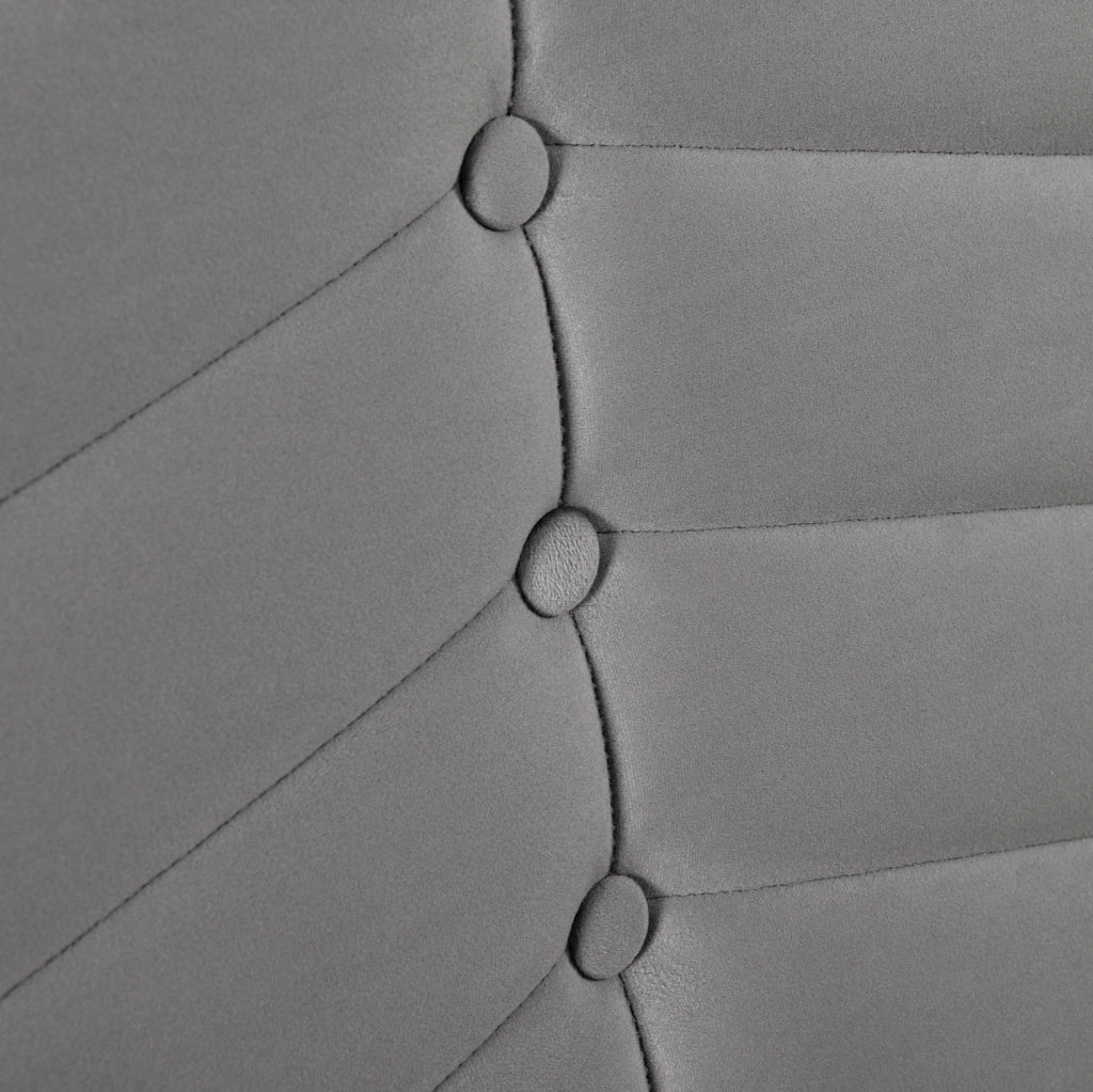 Letto matrimoniale imbottito 140x200 cm in velluto grigio con testiera regolabile e contenitore