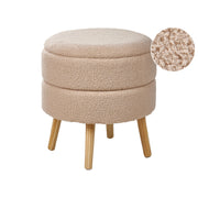 Sgabello Boucle beige con gambe in legno imbottite Stile moderno