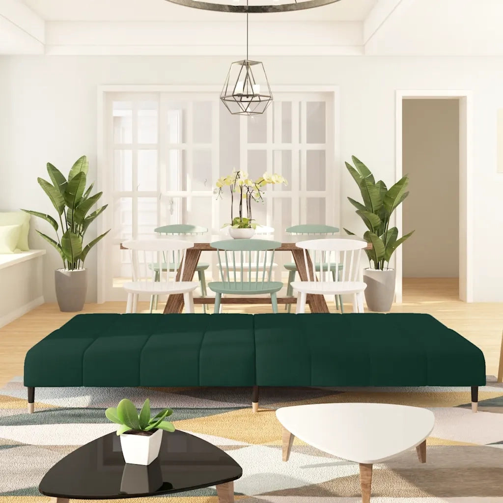 Divano letto | Sof¨¤ letto | Letto singolo a 2 Posti Verde Scuro in Velluto