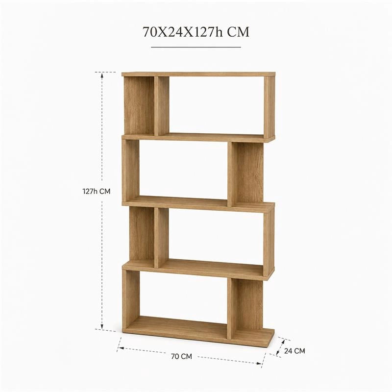 LIBRERIA IN MDF ROVERE CON QUATTRO RIPIANI SFALSATIMISURE: 70X24X127 CM