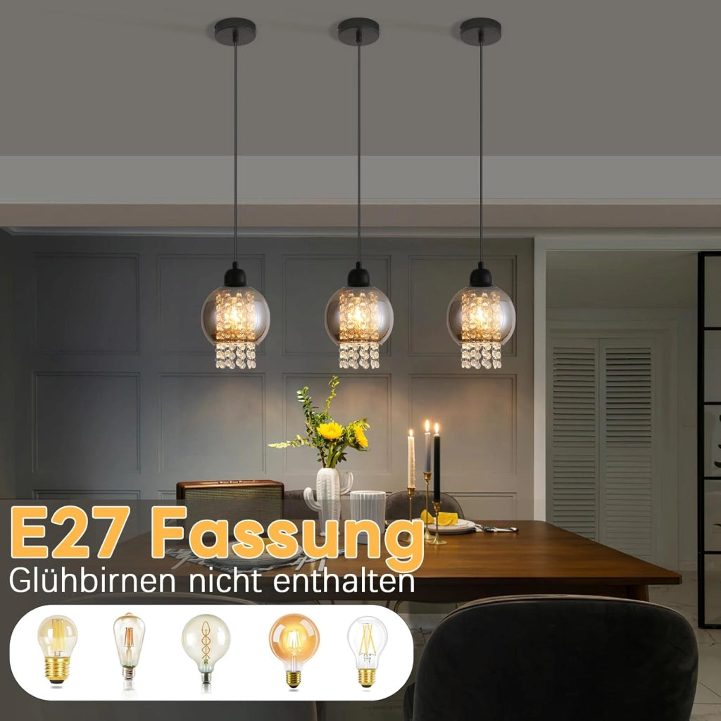 Lampada a sospensione ZMH E27 da sala da pranzo 1 fiamma lampada a sospensione in vetro moderno per soggiorno cucina