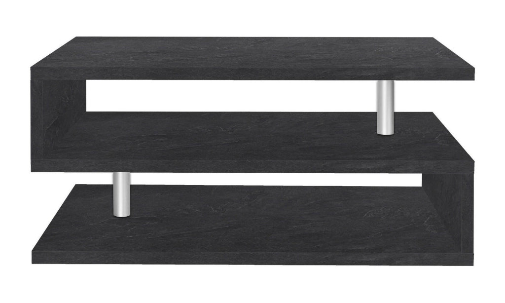 Tavolino da salotto Natalia, Tavolino soggiorno, Mobile portaoggetti basso, Tavolino da caffÒ¨, 90x55h41 cm, Ardesia