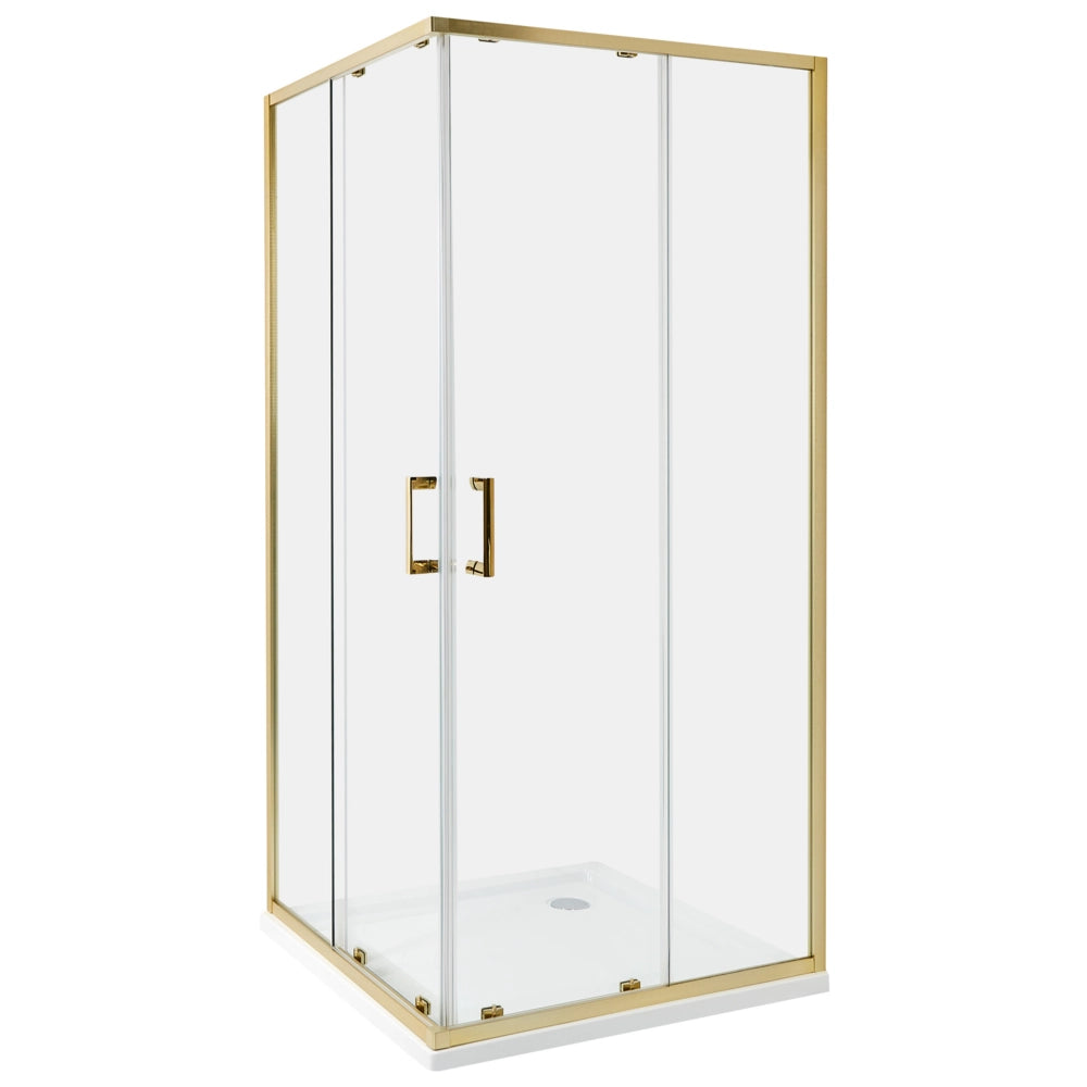 Box Doccia Vetro Temperato Argento Cornice Alluminio Doppia Porta 80x80x185cm