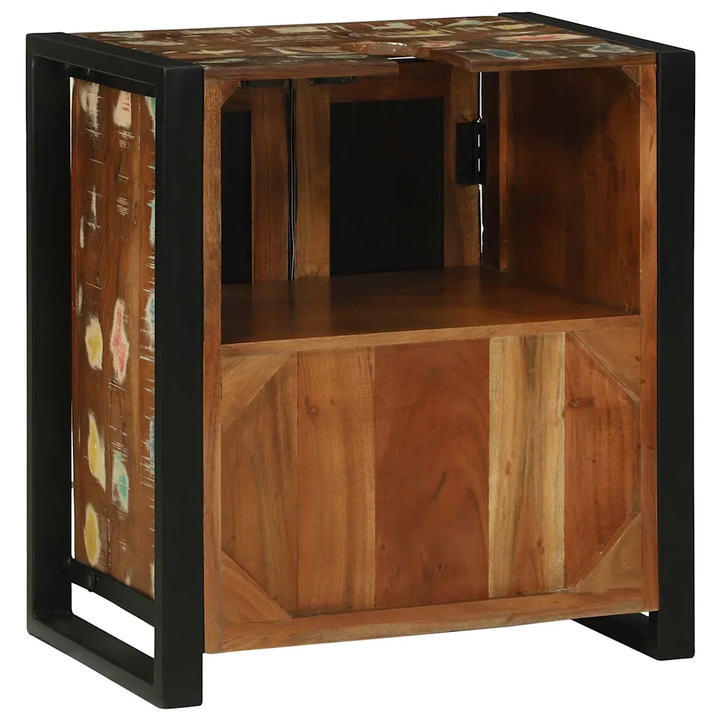 Mobile Lavabo con porta-Armadietto da bagno Marrone Legno massello di recupero