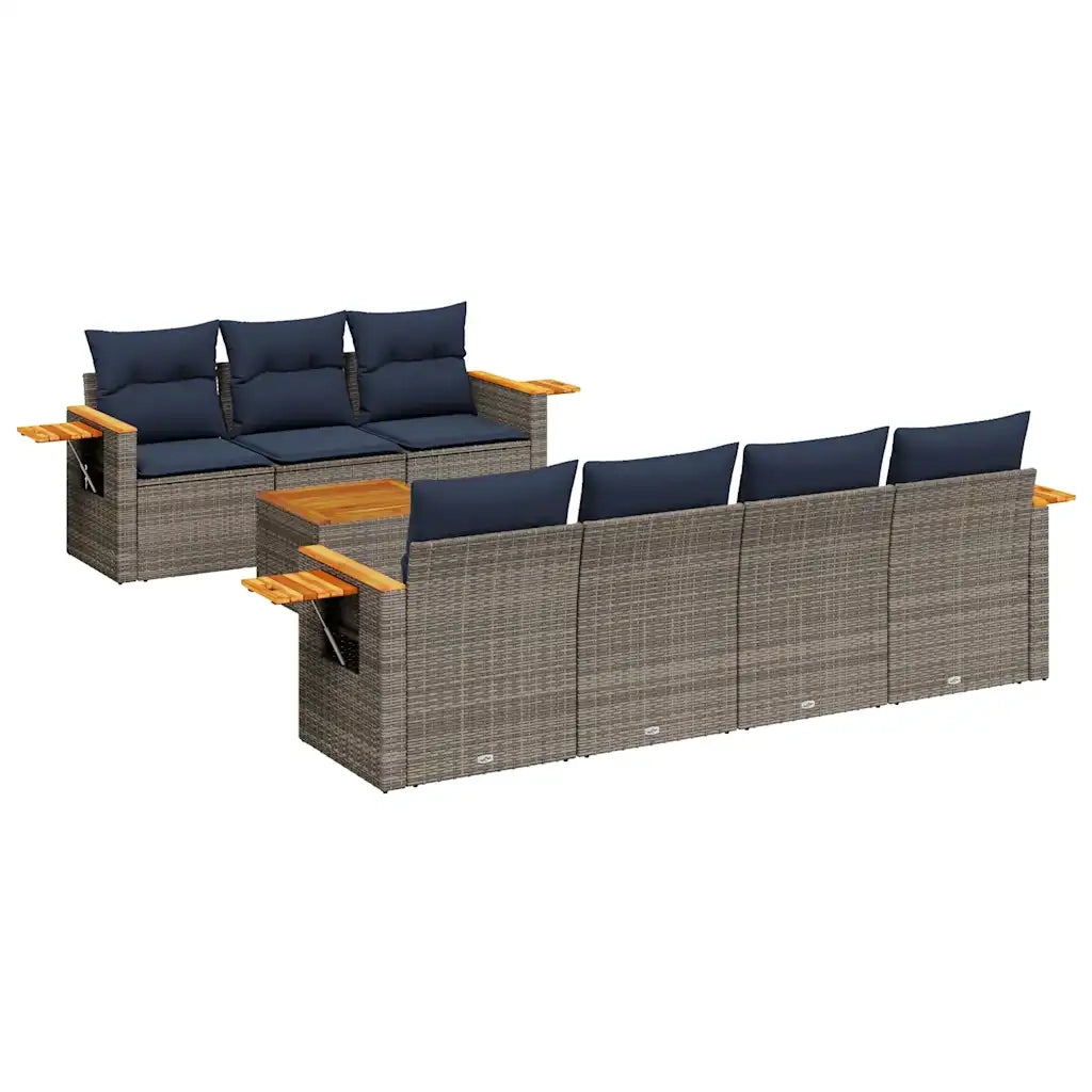 Set Divani da Giardino 8 pz con Cuscini Grigio in Polyrattan 3226649
