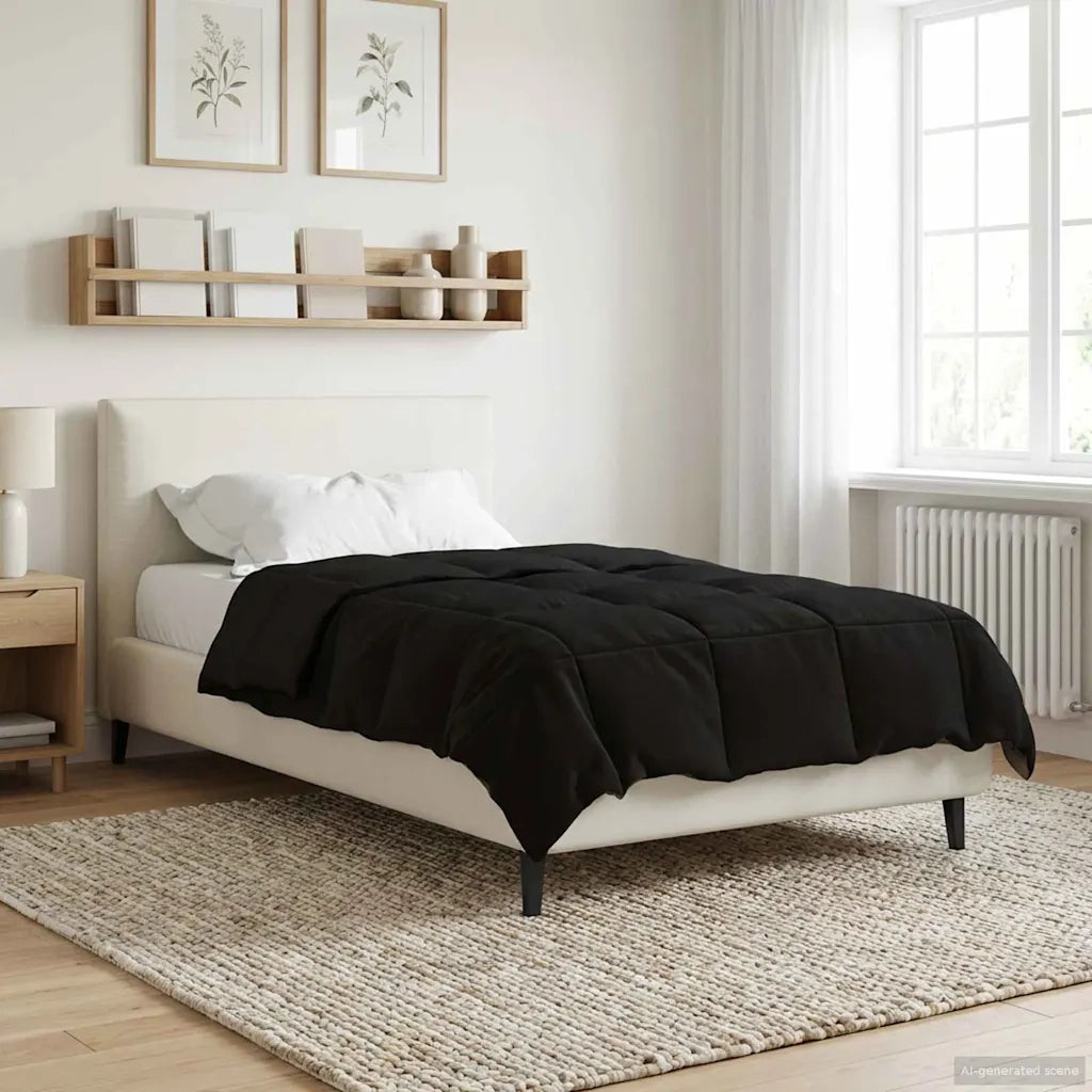 Duvet Invernale Trapuntato Nero 140 x 220 cm Microfibra 42026098