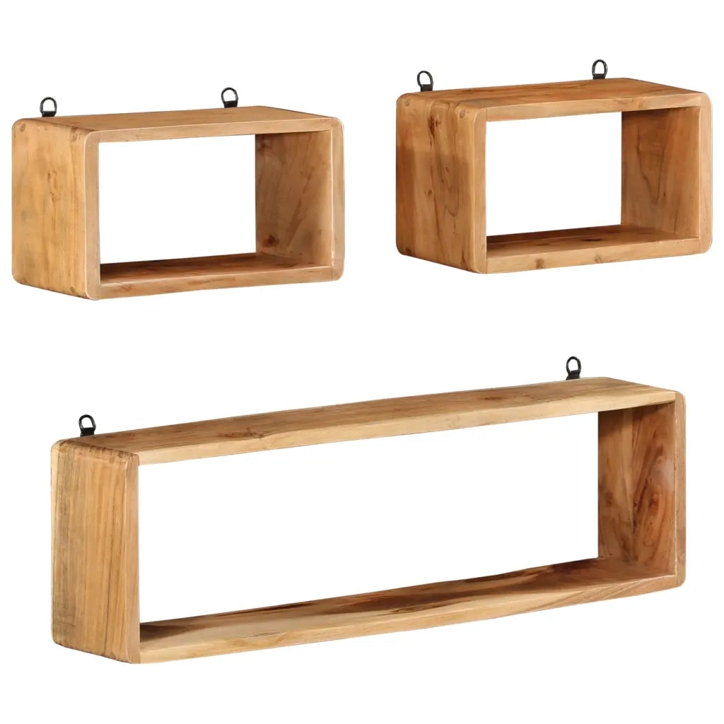 Set Mensole Cubiche da Parete 3 pz in Legno Massello di Acacia 328262