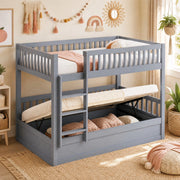 LETTO a castello con vano contenitore idraulico 90x200 cm in legno massello grigio