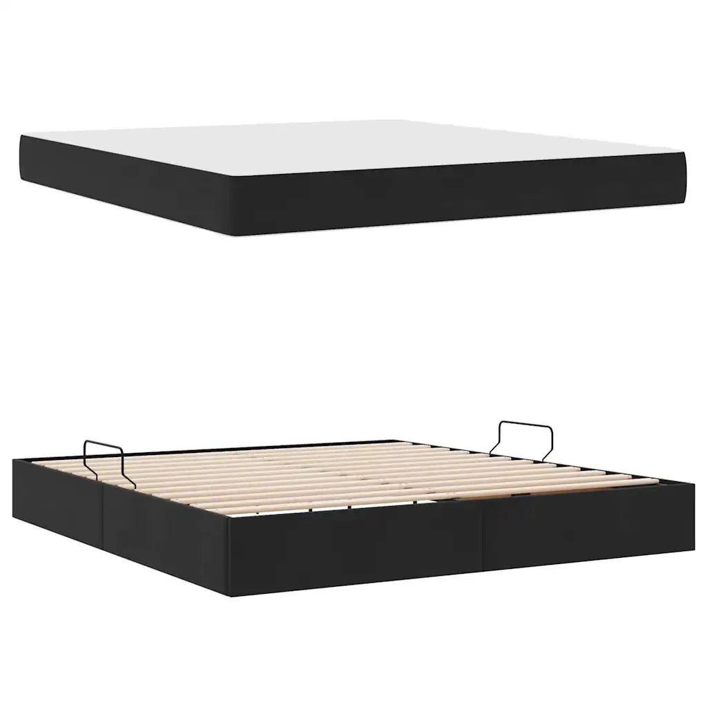 Letto con contenitore e materasso Nero 160 x 200 cm Velluto