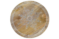 Set di 2 tavolini in massello di mango intagliato e metallo