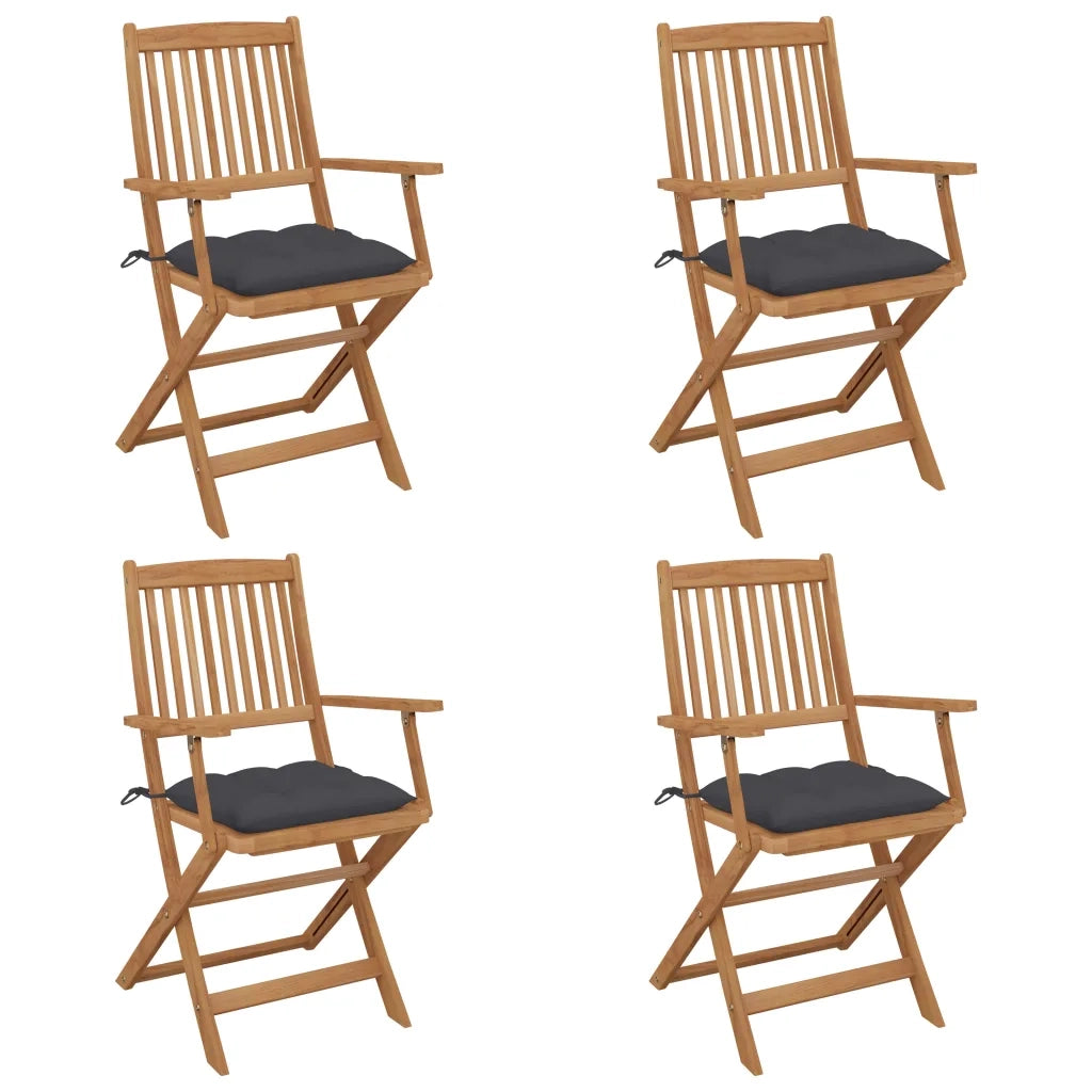 Sedie da Giardino Pieghevoli 4 pz con Cuscini Massello Acacia cod mxl 47641