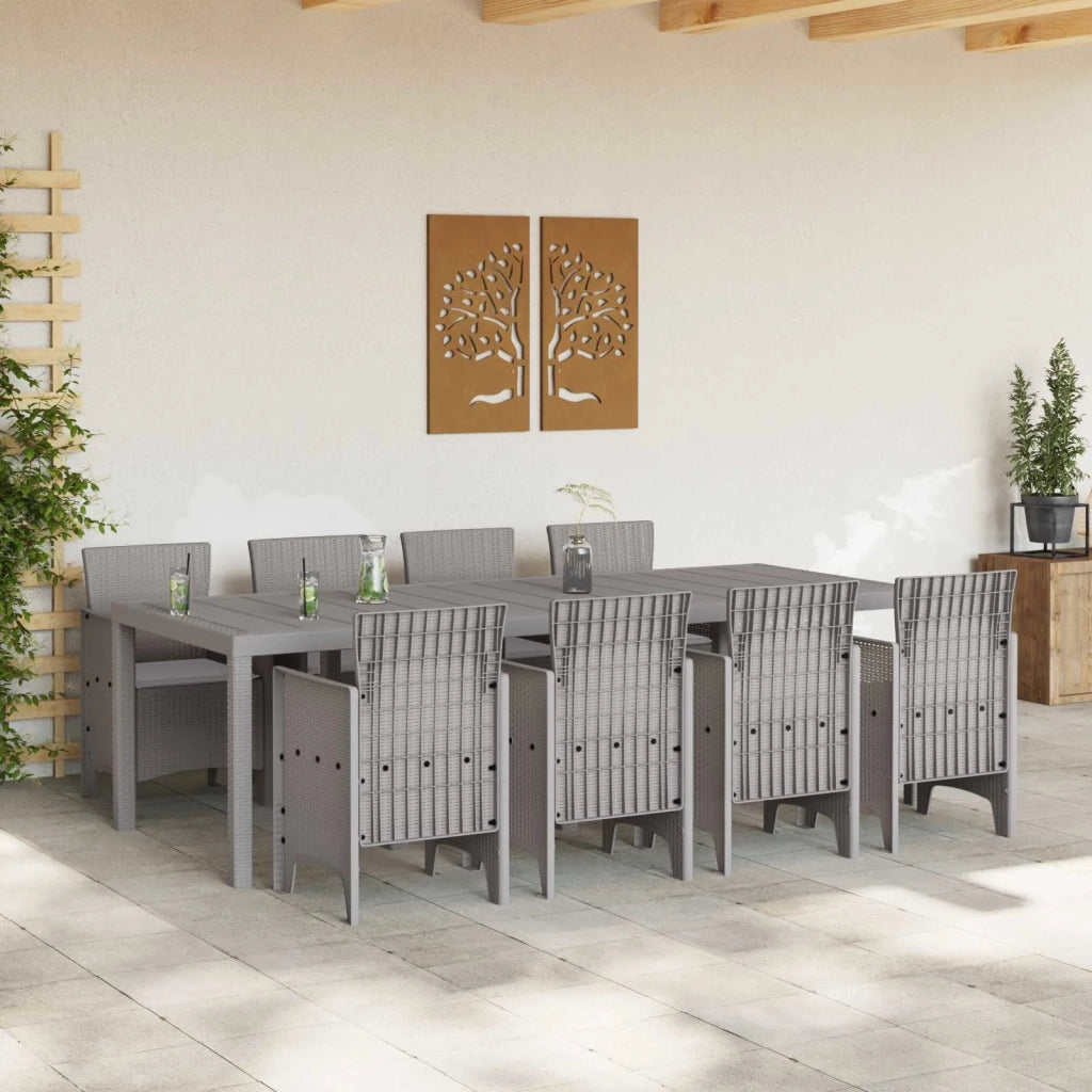 Set da Pranzo per Giardino 9 pcs Grigio chiaro Polipropilene