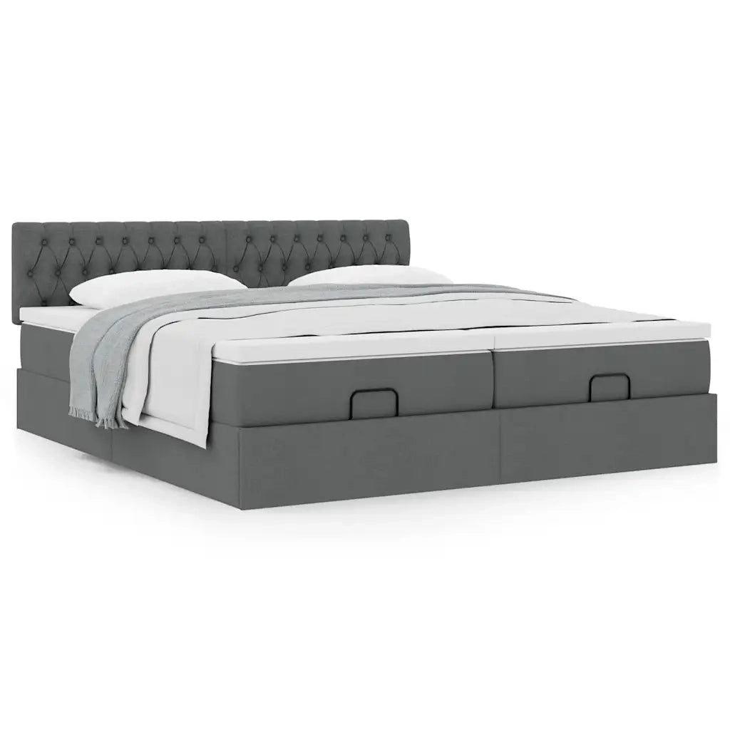 Struttura Letto Pouf con Materassi 200x200 cm in Tessuto 3312023
