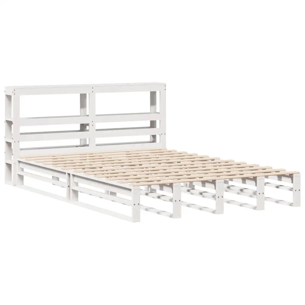 vidaXL Giroletto con Testiera Bianco 150x200 cm Legno Massello di Pino