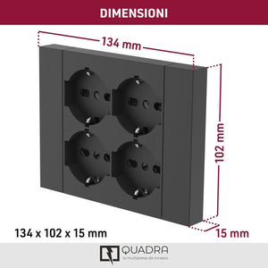 MULTRIPRESA DA PARETE SCHUKO 'QUADRA' Colore nero - ELECTRALINE