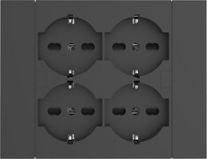 MULTIPRESA BIPASSO + SCHUKO INCASSO ELECTRALINE  NERO POSTI 4 2P+T 16A