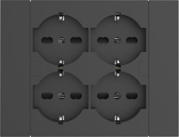 MULTIPRESA BIPASSO + SCHUKO INCASSO ELECTRALINE  NERO POSTI 4 2P+T 16A