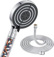 Douchetto idroregolatore con tubo 18 m - doccia a alta pressione - douchette manuale con 6 tipi di getto - funzione anticalcare douchetto con manico