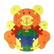 Trade Shop - Puzzle 3d In Legno Forma Di Orsetto Gioco Educativo Numeri Lettere Bambini Imparare 52263 -
