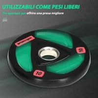 Set di 2 Dischi Pesi da 10kg in Acciaio con Rivestimento in Gomma per Bilanciere