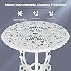 Set Tavolino e Sedie da Giardino, Set da Bistro con Sedie in Alluminio e Ghisa, Mobile da Esterno con Tavolino Rotondo e 2 Sedie, Tavolino Portato 45 kg, Sedia Portata 150 kg (Bianco)