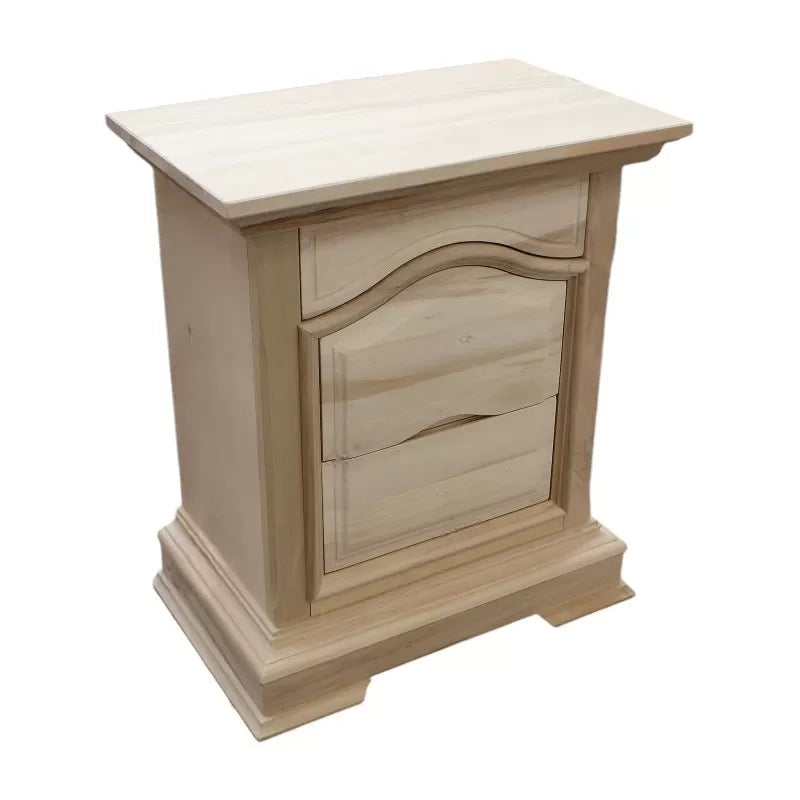 Comodino classico 3 cassetti legno grezzo 60x37x71 (496) - Mobili 2G