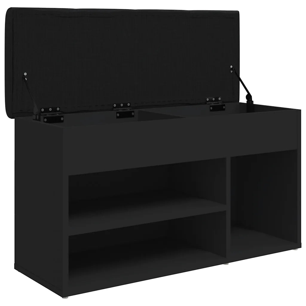 Panca Porta Scarpe-Sgabello-Panca Scarpiera Nera 82x32x45,5 cm in Legno Multistrato