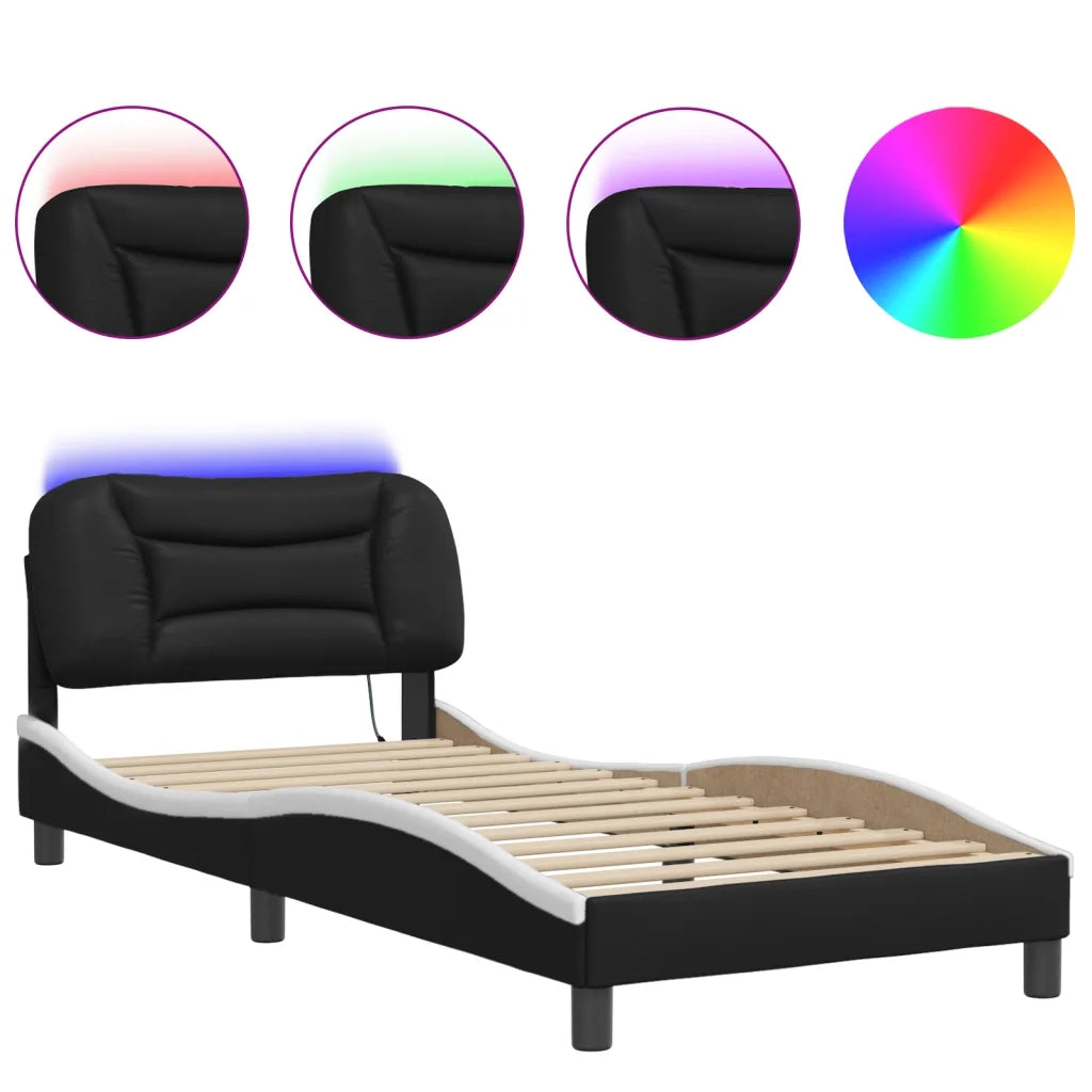 Giroletto con LED senza Materasso Hvar Nero e Bianco 90x190 cm