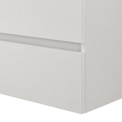 Mobile bagno sospeso 80 cm rovere bianco con base lavabo e cassetto Nadia