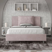 Letto imbottito Piazza e mezzo 130x210 cm Antea - Con rete,Glicine,Microfibra