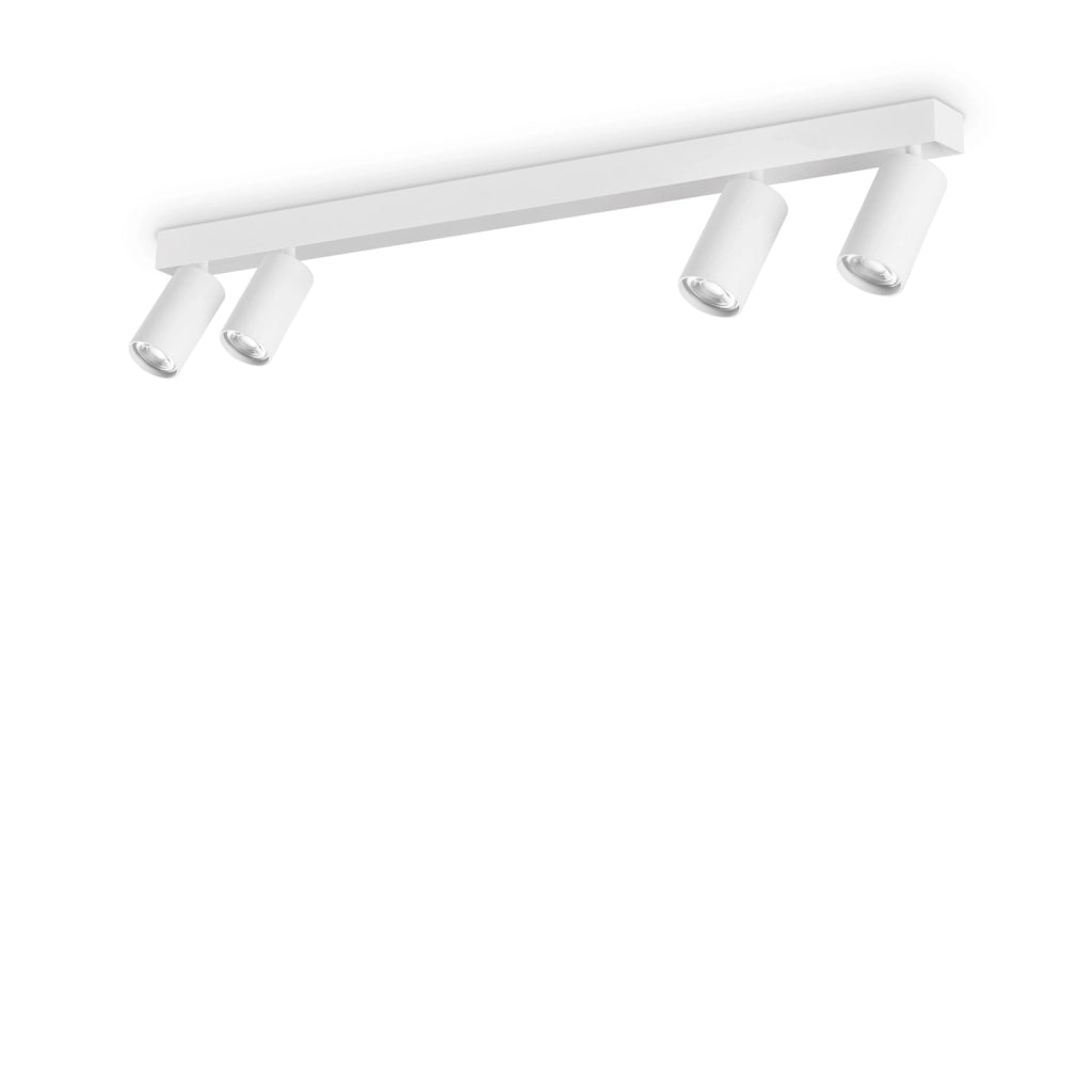 Plafoniera Contemporanea Profilo Metallo Bianco 4 Luci Gu10 28W 3000K Ip20