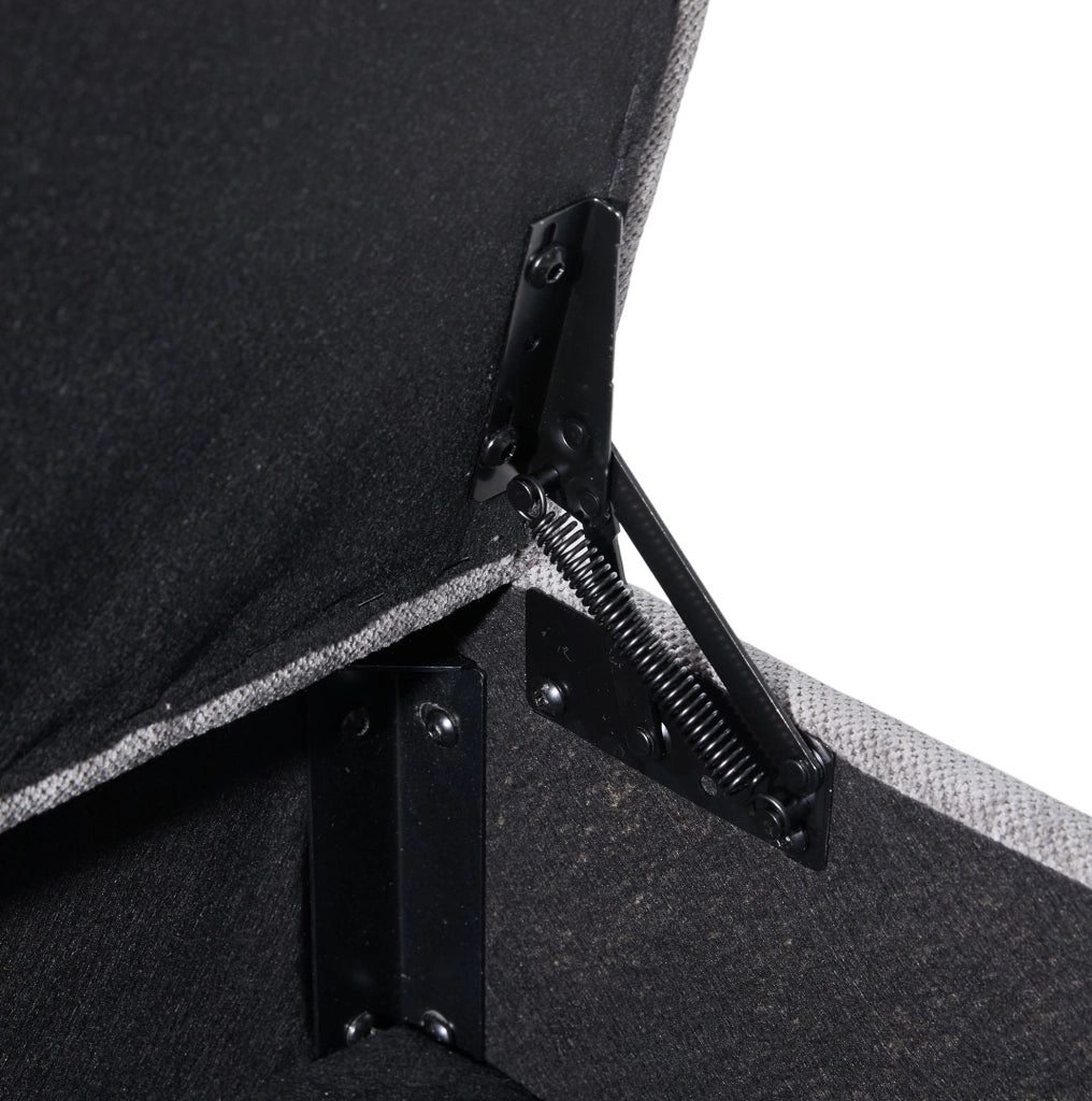 Poltrona in Chenille 103x85x91 cm con Pouf Contenitore e Tasche Laterali Grigia per Soggiorno; Camera e Studio