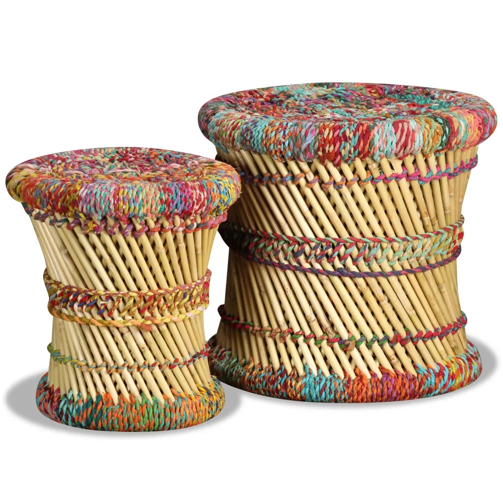 Sgabello con Motivi Chindi 2 pz Multicolore in Bamb¨´ CFW8211226