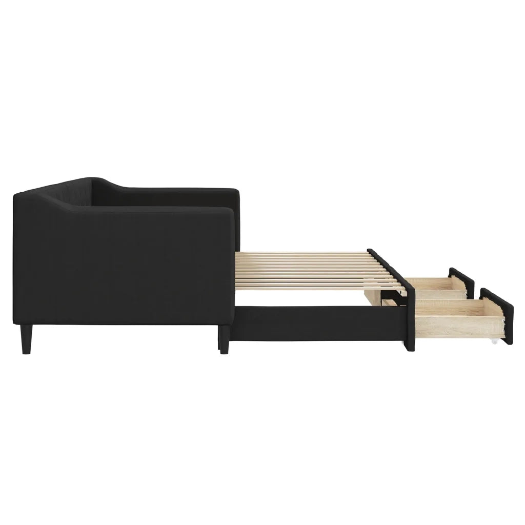 Divano Letto Estraibile con Cassetti-Sofa Letto-Daybed Nero 80x200 cm in Tessuto 708357