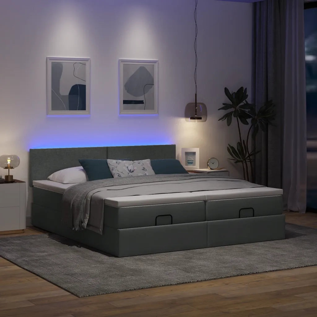 Struttura Letto Pouf con Materassi 160x200 cm in Tessuto 3312816