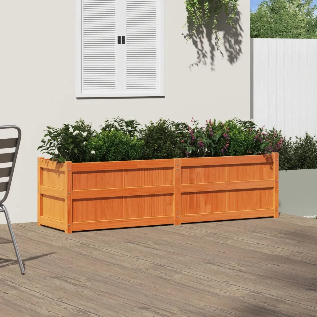 Fioriera Giardino Marrone Cera 180x50x50 cm Legno Massello Pinocod mxl 86562