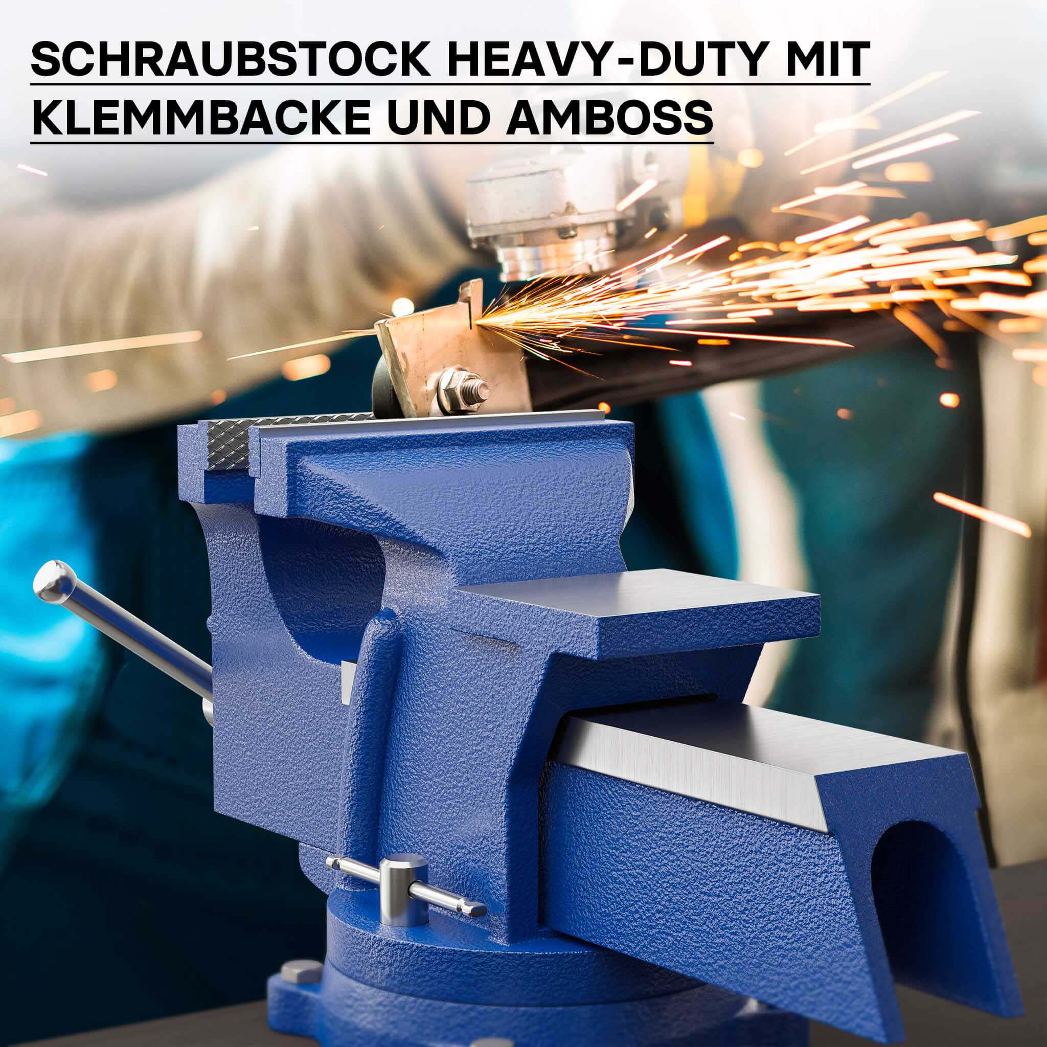 Morsa da banco Heavy Duty 125mm con incudine e ganascia di serraggio per sollecitazioni pesanti