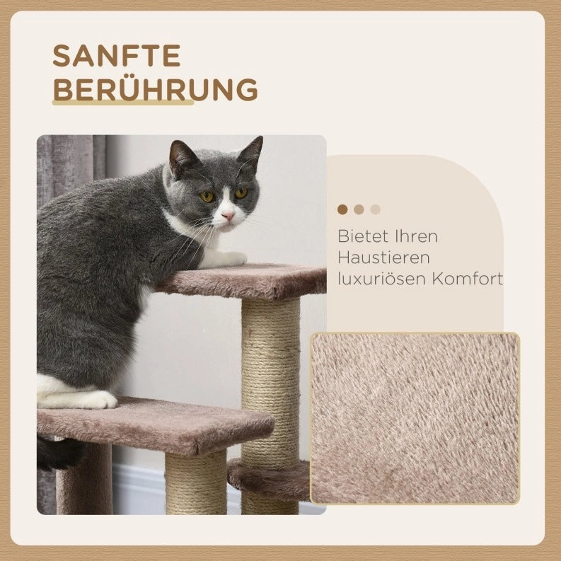 Scala tiragraffi per gatti marrone con 3 gradini 45 x 40 x 48 cm