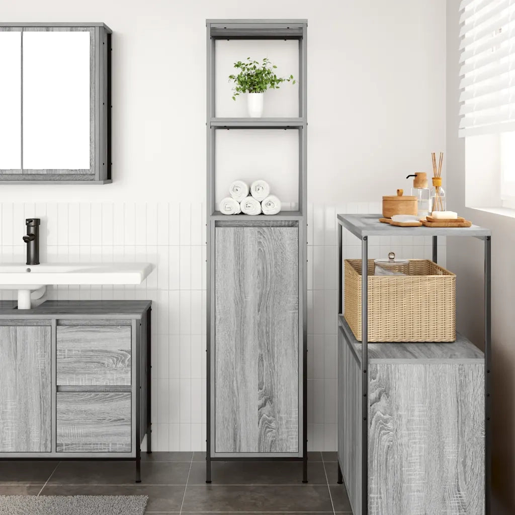 Mobile da Bagno | Armadio da bagno con Ripiani Grigio Sonoma 36x35x165 cm