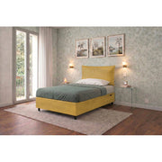 Letto imbottito Singolo 80x190 cm Soft - Contenitore,Microfibra,Ocra