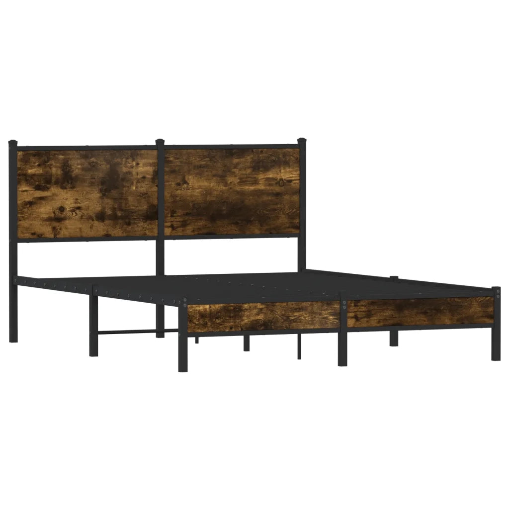 vidaXL Giroletto senza Materaso in Metallo Rovere Fumo 140x190 cm