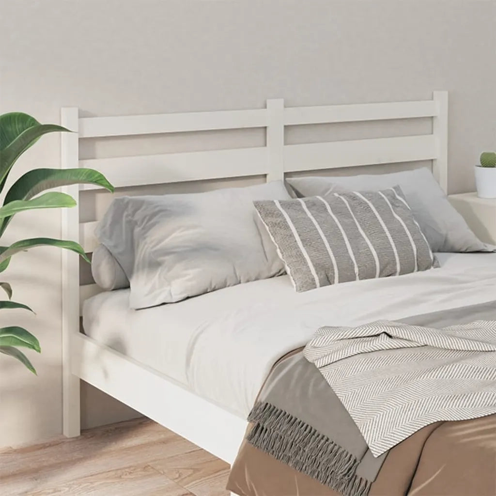 Testiera per Letto Bianca 126x4x100cm in Legno Massello di Pino 818411