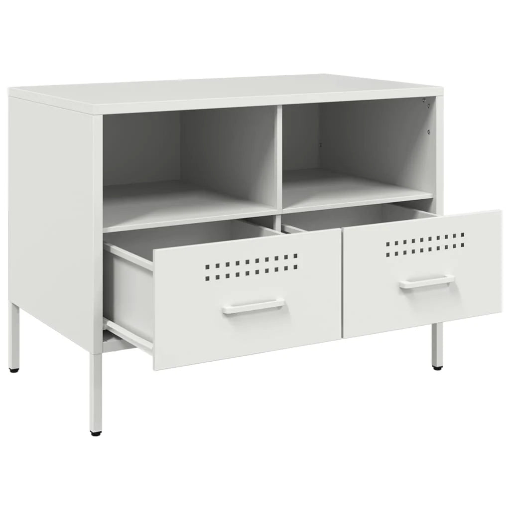 Mobile TV multimediale mensola TV credenza TV adatto per sala da pranzo soggiorno camera da letto 68 x 39 x 50,5 cm acciaio bianco 02_0026155