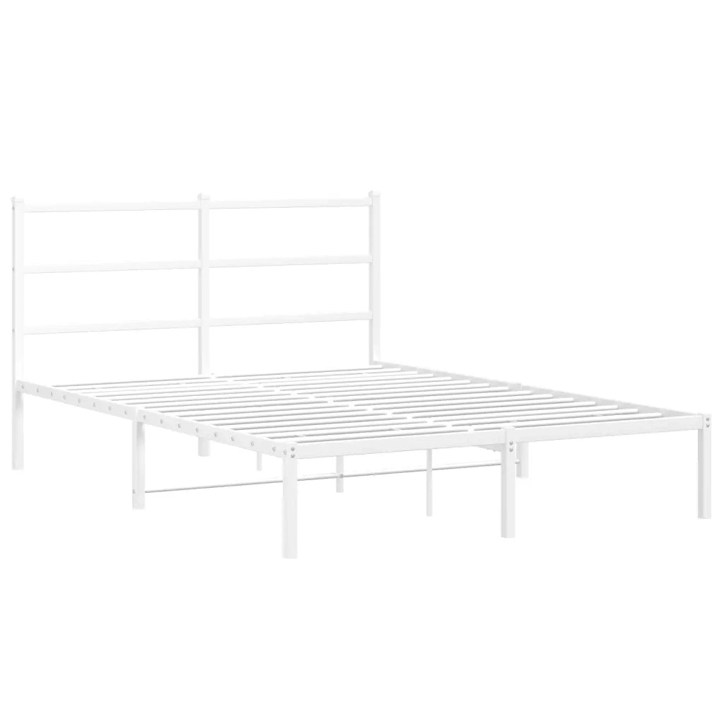 Giroletto con Testiera-Struttura Letto con testiera Metallo Bianco 135x190 cm 137090