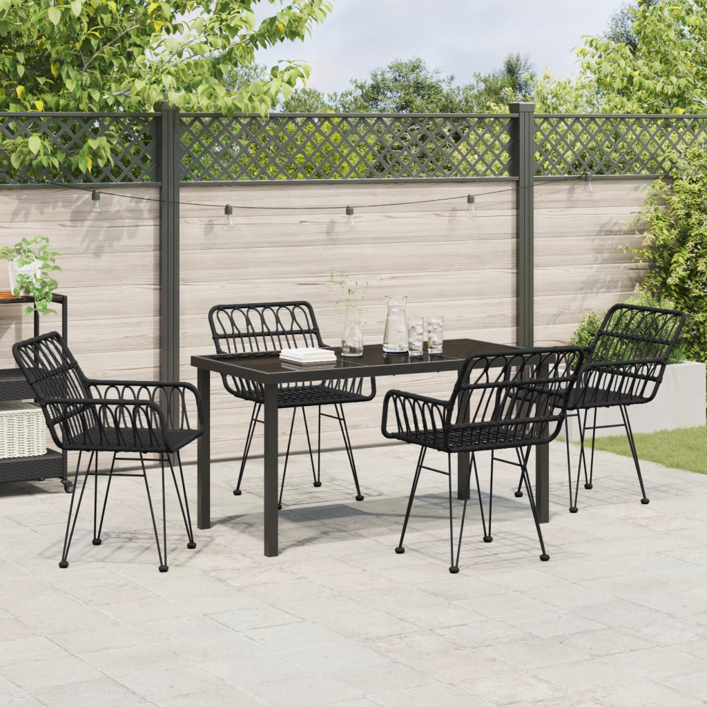 Set di Pranzo da Giardino 5 Pezzi Nero Poly Rattan
