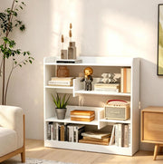 Libreria bianca a 4 livelli con ripiani regolabili, 90 x 24 x 91 cm